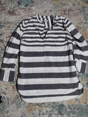 Merona Black and White Striped Women's Tunic Top